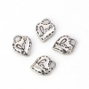 Picture of 304 Stainless Steel Casting Charms Heart Antique Silver Color Message " LOVE " 14mm x 11mm, 2 PCs