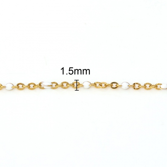 Image de Colliers en 304 Acier Inoxydable Chaîne Maille Forçat Doré Email 45.5cm Long, Taille de chaîne: 2x1.5mm, 1 Pièce