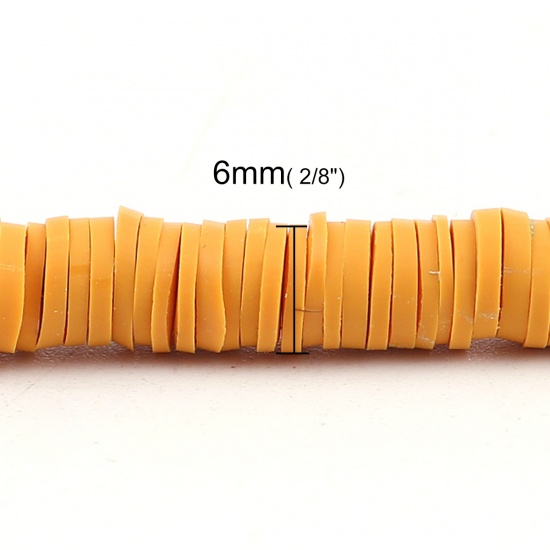Image de Perles Heishi Katsuki en Pâte Polymère Rond Gingembre 6mm Dia, Trou: 1.8mm, 41cm long, 3 Enfilades (Env. 330 Pcs/Enfilade)