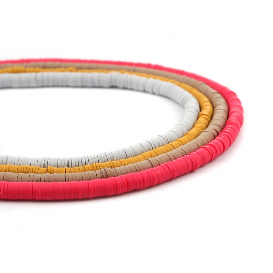 Изображение Глина Katsuki Бусины Круглые, Коричневый с красным 5мм диаметр, 1.8мм, 40см длина, 3 Нитки ( 380 шт/ 1 нитка)