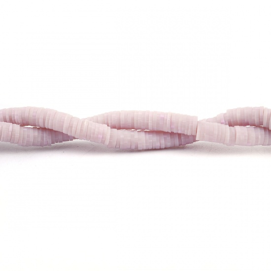 Image de Perles Heishi Katsuki en Pâte Polymère Rond Mauve 5mm Dia, Taille de Trou: 1.8mm, 40cm long, 3 Enfilades (Env. 380 PCs/Enfilade)
