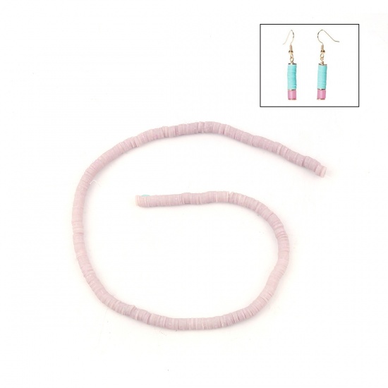 Picture of Polymer Clay Katsuki Beads Heishi Beads Disc Beads Round Mauve About 5mm Dia, Hole: Approx 1.8mm, 40cm(15 6/8") long, 3 Strands (Approx 380 PCs/Strand)