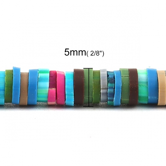 Image de Perles Heishi Katsuki en Pâte Polymère Rond Multicolore 5mm Dia, Taille de Trou: 1.8mm, 40cm long, 3 Enfilades (Env. 380 PCs/Enfilade)