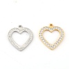 Picture of 316L Stainless Steel Charms Heart Silver Tone Clear Rhinestone 21mm( 7/8") x 20mm( 6/8"), 1 Piece”