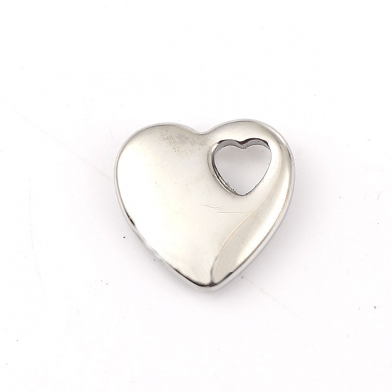 Bild von 316L Edelstahl Charms Herz Silberfarbe 15mm x 15mm, 1 Stück” 