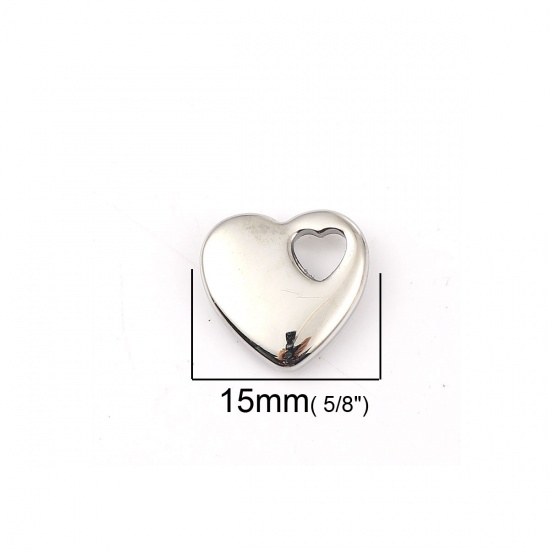 Bild von 316L Edelstahl Charms Herz Silberfarbe 15mm x 15mm, 1 Stück” 