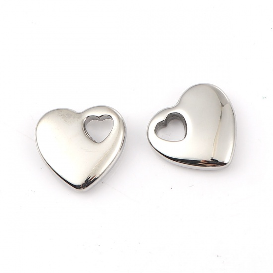 Bild von 316L Edelstahl Charms Herz Silberfarbe 15mm x 15mm, 1 Stück” 