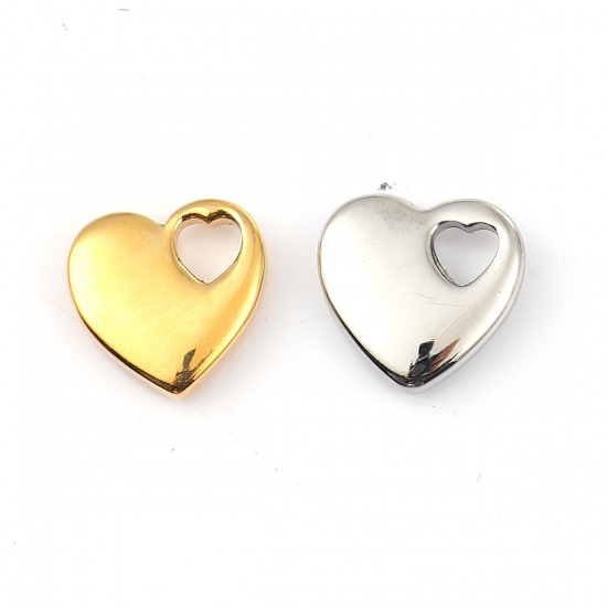 Bild von 316L Edelstahl Charms Herz Silberfarbe 15mm x 15mm, 1 Stück” 
