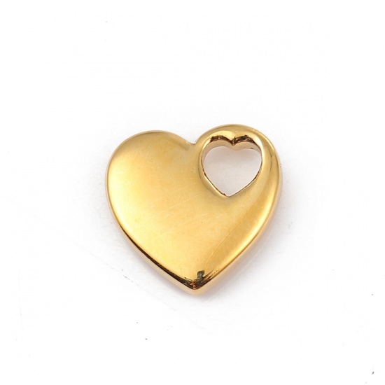 Image de Breloques en 316L Acier Inoxydable La Saint Valentin Cœur Plaqué Or 18K 15mm x 15mm , 1 Pièce