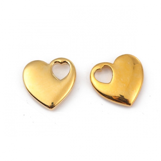 Image de Breloques en 316L Acier Inoxydable La Saint Valentin Cœur Plaqué Or 18K 15mm x 15mm , 1 Pièce