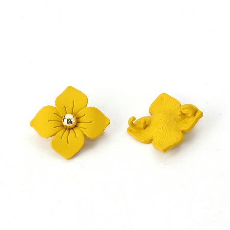 Zinc Based Alloy Connectors Flower Yellow 20mm x 20mm, 10 PCs