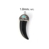Picture of Resin Boho Chic Pendants Horn-shaped Black Dark Gray Micro Pave Clear Rhinestone 4.8cm x1.8cm(1 7/8" x 6/8") - 4.4cm x1.7cm(1 6/8" x 5/8"), 2 PCs