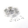 Picture of Zinc Based Alloy Ear Wire Hooks Earring Findings Silver Tone 20mm x18mm - 5mm x 3.5mm, 1 Box (Approx 260 PCs/Box)