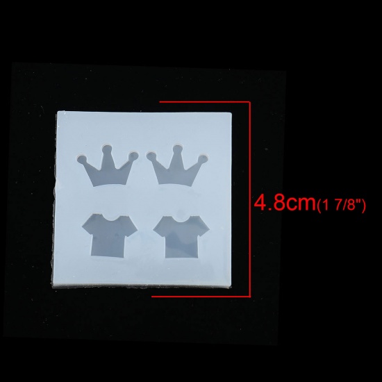 Bild von Silikon Harz Schmuck Werkzeug Kaiserkrone Weiß Kleidung 48mm x 48mm, 2 Stück
