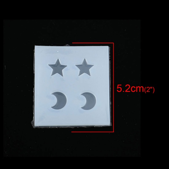 Immagine di Silicone Muffa della Resina per Gioielli Rendendo Stella Bianco Luna 52mm x 50mm, 2 Pz