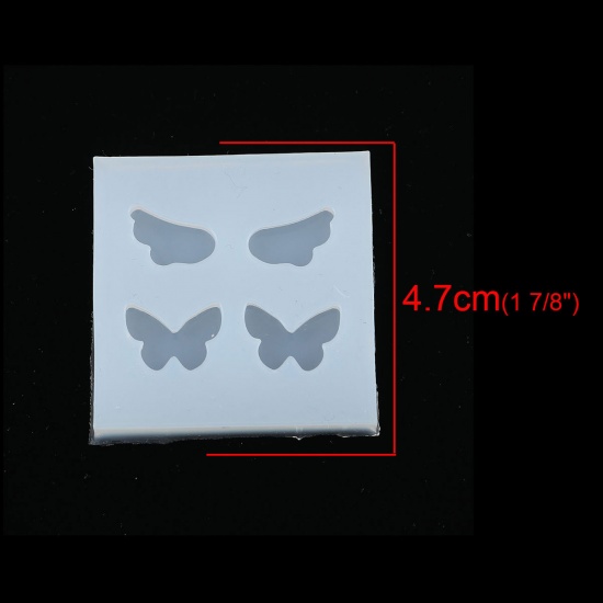 Immagine di Silicone Muffa della Resina per Gioielli Rendendo Ali Bianco Farfalla 47mm x 47mm, 2 Pz