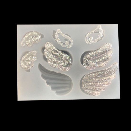 Immagine di Silicone Muffa della Resina per Gioielli Rendendo Rettangolo Bianco Ali 92mm x 68mm, 1 Pz