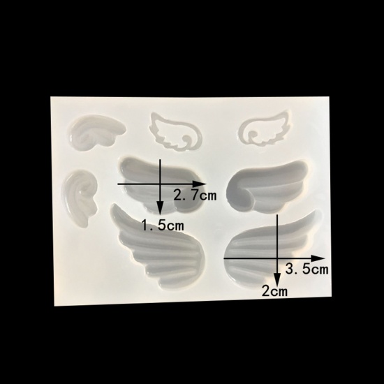 Immagine di Silicone Muffa della Resina per Gioielli Rendendo Rettangolo Bianco Ali 92mm x 68mm, 1 Pz