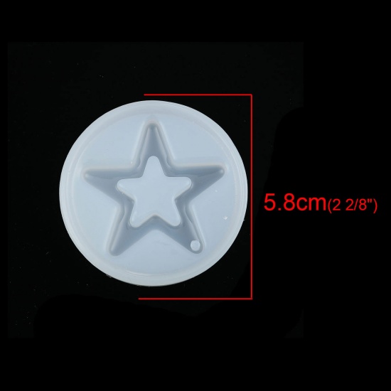 Immagine di Silicone Muffa della Resina per Gioielli Rendendo Tondo Bianco Stella a Cinque Punte 5.8cm Dia. 2 Pz