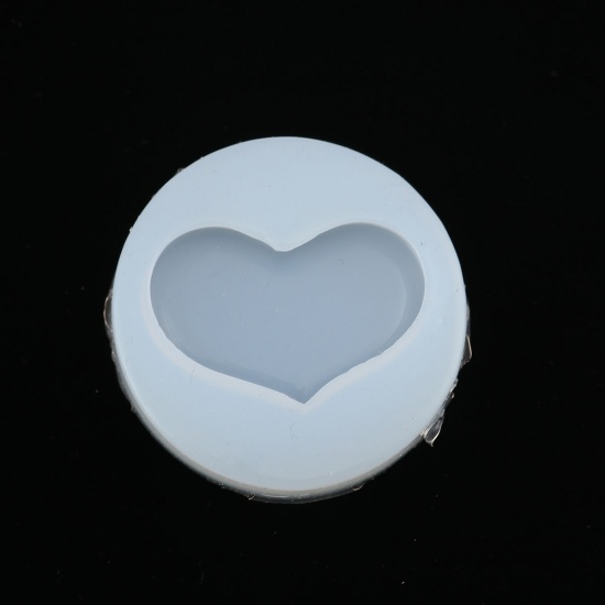 Immagine di Silicone Muffa della Resina per Gioielli Rendendo Tondo Bianco Cuore 4.3cm Dia. 3 Pz