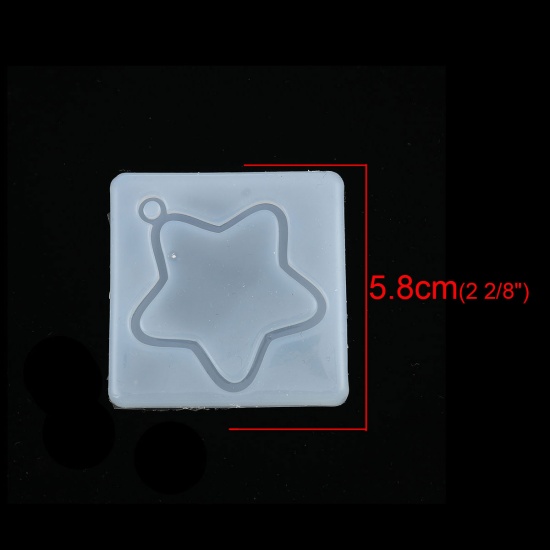 Immagine di Silicone Muffa della Resina per Gioielli Rendendo Quadrato Traslucido Stella a Cinque Punte 58mm x 58mm, 1 Pz