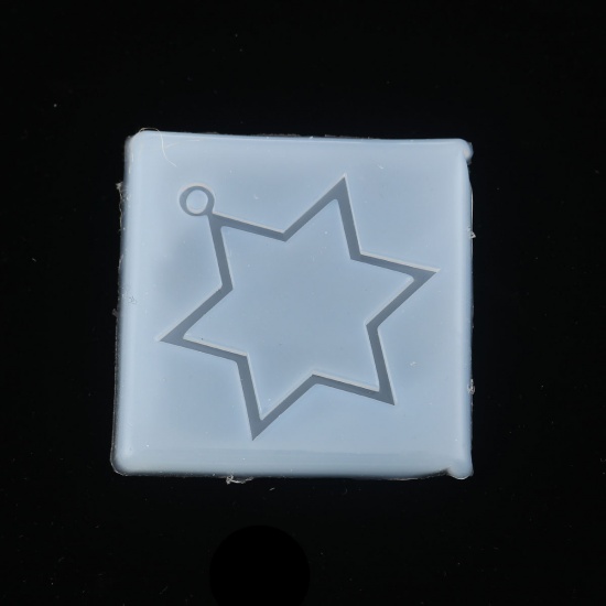 Picture of Silicone Resin Mold For Jewelry Making Square Translucent Star Of David Hexagram 65mm x 65mm, 1 Piece