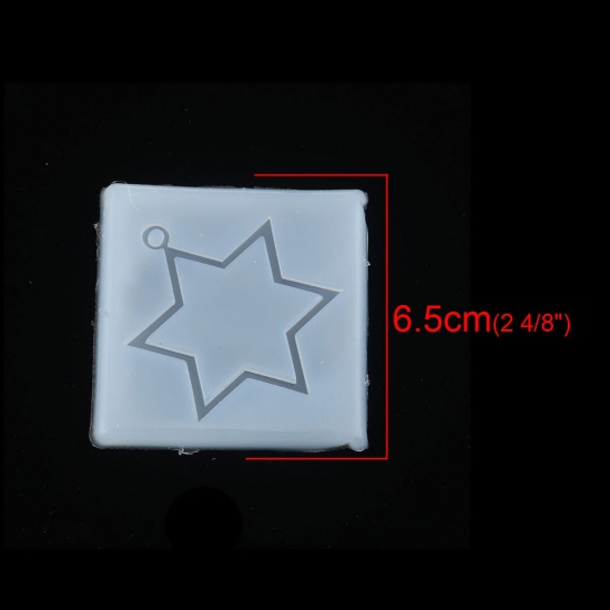 Immagine di Silicone Muffa della Resina per Gioielli Rendendo Quadrato Traslucido Stella a Sei Punte 65mm x 65mm, 1 Pz