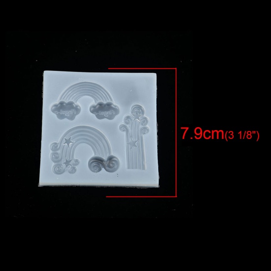 Immagine di Silicone Muffa della Resina per Gioielli Rendendo Arcobaleno Bianco Nuvole 79mm x 79mm, 1 Pz
