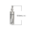 Imagen de 316L Acero Inoxidable + Cristal Cremación Pet Ash Urn Colgantes Cilíndrico Tono de Plata Hueco 55mm x 13mm, 1 Unidad” 