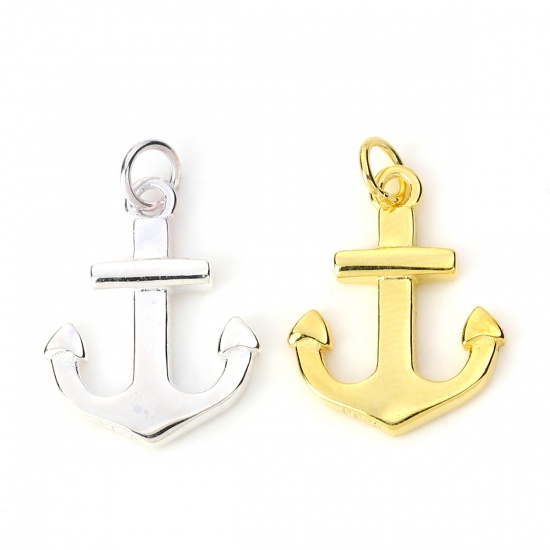 Picture of Sterling Silver Charms Gold Plated Anchor 18mm( 6/8") x 12mm( 4/8"), 1 Piece