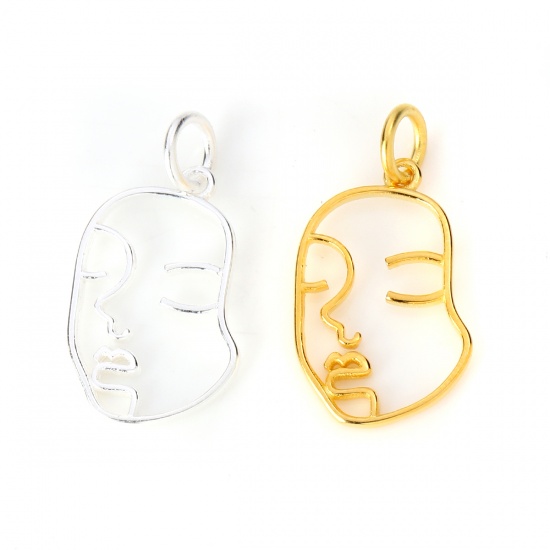 Picture of Sterling Silver Charms Silver Face 20mm( 6/8") x 10mm( 3/8"), 1 Piece