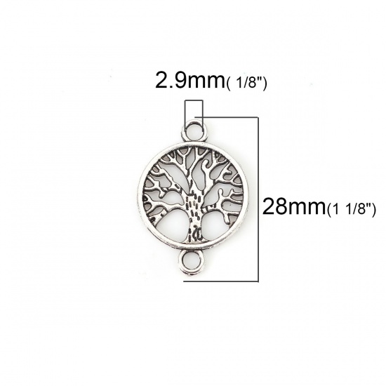 Picture of Zinc Based Alloy Connectors Round Antique Silver Tree 28mm x 20mm, 50 PCs
