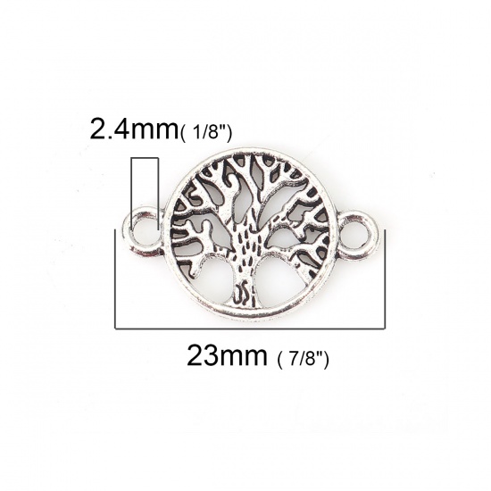 Picture of Zinc Based Alloy Connectors Round Antique Silver Tree 23mm x 15mm, 50 PCs
