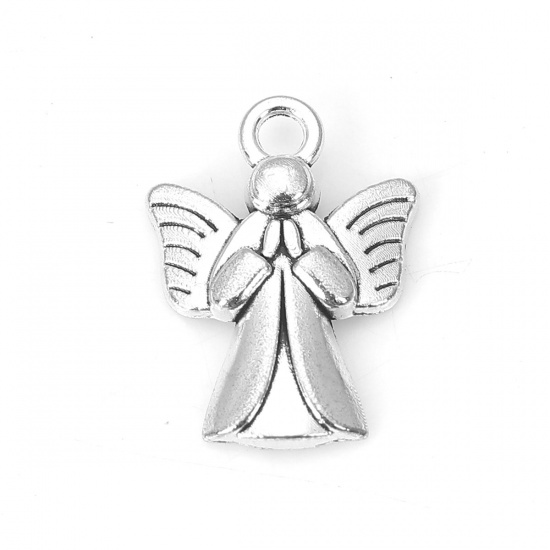 Picture of Zinc Based Alloy Charms Angel Antique Silver 19mm( 6/8") x 14mm( 4/8"), 50 PCs