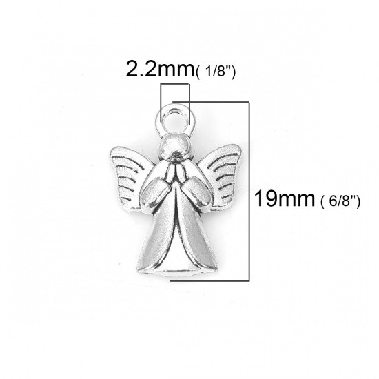 Picture of Zinc Based Alloy Charms Angel Antique Silver 19mm( 6/8") x 14mm( 4/8"), 50 PCs