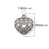 Picture of Zinc Based Alloy Charms Heart Antique Silver 16mm( 5/8") x 14mm( 4/8"), 50 PCs