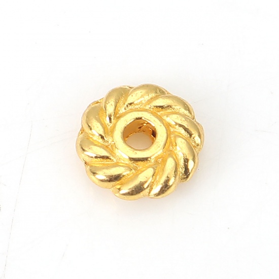 Picture of Zinc Based Alloy Spacer Beads Gear Gold Plated About 6mm Dia, Hole: Approx 1.5mm, 200 PCs