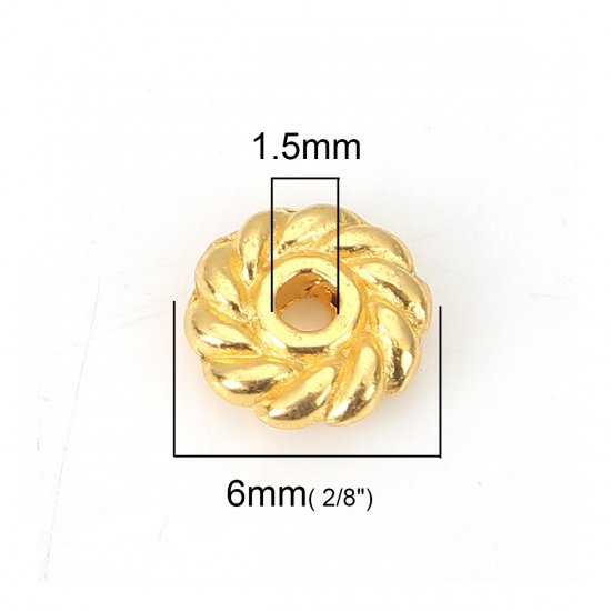 Picture of Zinc Based Alloy Spacer Beads Gear Gold Plated About 6mm Dia, Hole: Approx 1.5mm, 200 PCs