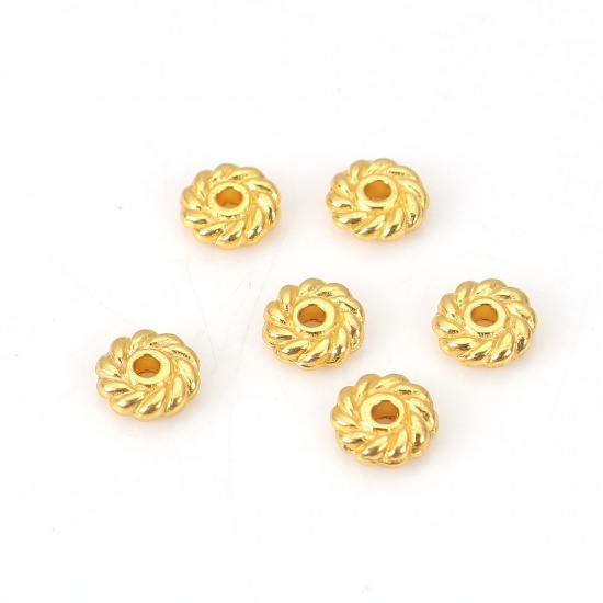 Picture of Zinc Based Alloy Spacer Beads Gear Gold Plated About 6mm Dia, Hole: Approx 1.5mm, 200 PCs