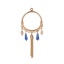 Picture of Brass Pendants Gold Plated Blue Tassel Circle Ring Filigree Stamping 71mm x 29mm, 2 Pairs