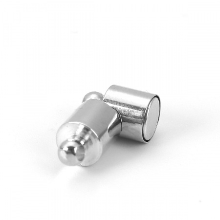 Zinc Based Alloy Magnetic Clasps Cylinder Silver Tone 20mm x 6mm, 5 Sets