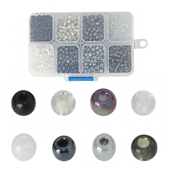Immagine di Vetro Perline Round Rocailles Colore Misto Per 5mm - 4mm Dia., Foro:Circa 1.4mm - 1mm, 1 Scatola