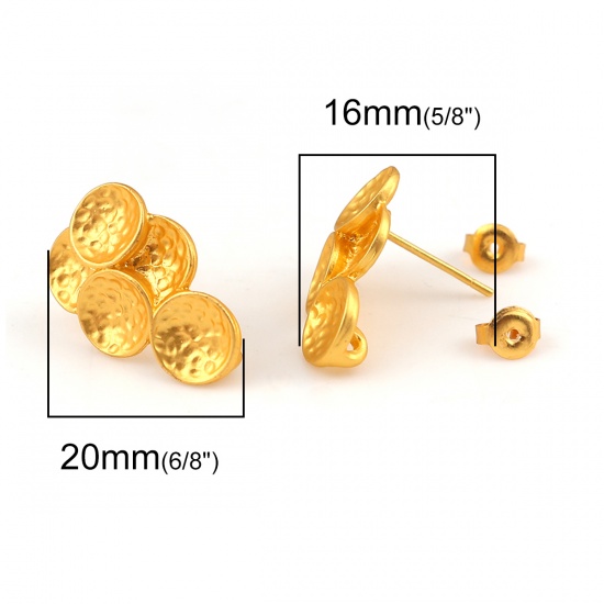 Picture of Zinc Based Alloy Ear Post Stud Earrings Findings Grape Fruit Matt Gold W/ Loop 20mm x 13mm, Post/ Wire Size: (21 gauge), 4 PCs