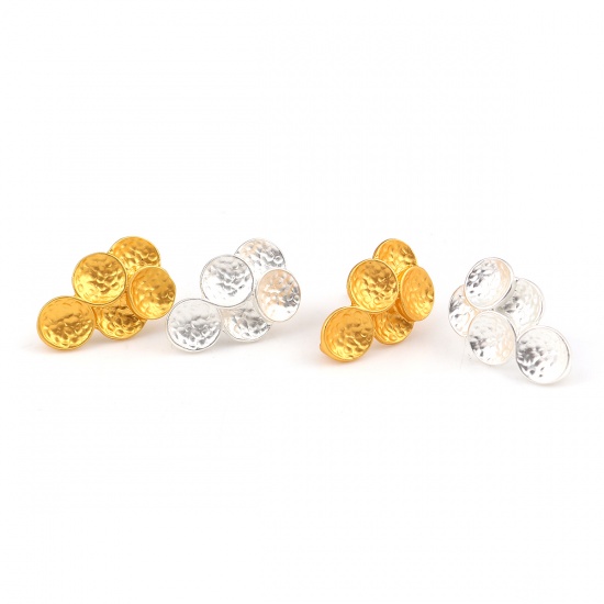 Picture of Zinc Based Alloy Ear Post Stud Earrings Findings Grape Fruit Matt Gold W/ Loop 20mm x 13mm, Post/ Wire Size: (21 gauge), 4 PCs