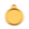 Immagine di Lega di Zinco Charm Charms Tondo Oro Placcato Basi per Cabochon (Adatto 14mm) 21mm x 17mm, 5 Pz