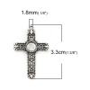 Immagine di Lega di Zinco Charm Ciondoli Croce Argento Antico Cuore Basi per Cabochon (Adatto 6mm) 33mm x 21mm, 20 Pz