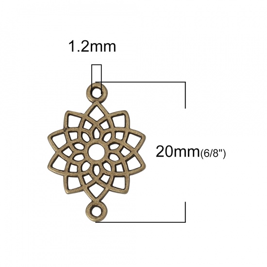 Picture of Zinc Based Alloy Connectors Lotus Flower Antique Bronze 20mm x 14mm, 100 PCs