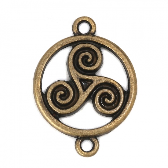 Picture of Zinc Based Alloy Connectors Round Antique Bronze Celtic Knot 28mm x 20mm, 30 PCs