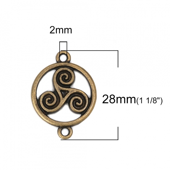 Picture of Zinc Based Alloy Connectors Round Antique Bronze Celtic Knot 28mm x 20mm, 30 PCs