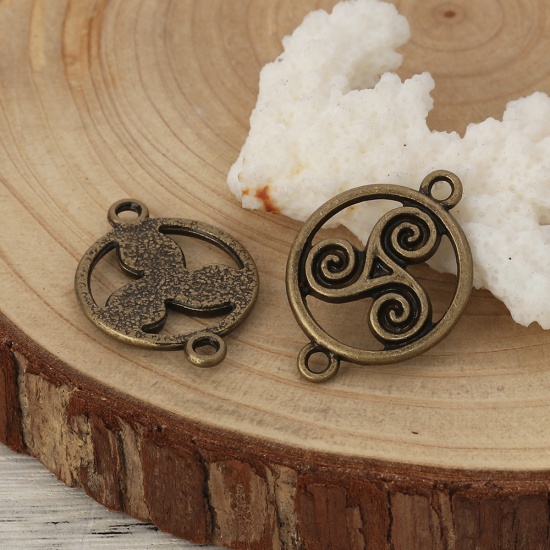 Picture of Zinc Based Alloy Connectors Round Antique Bronze Celtic Knot 28mm x 20mm, 30 PCs